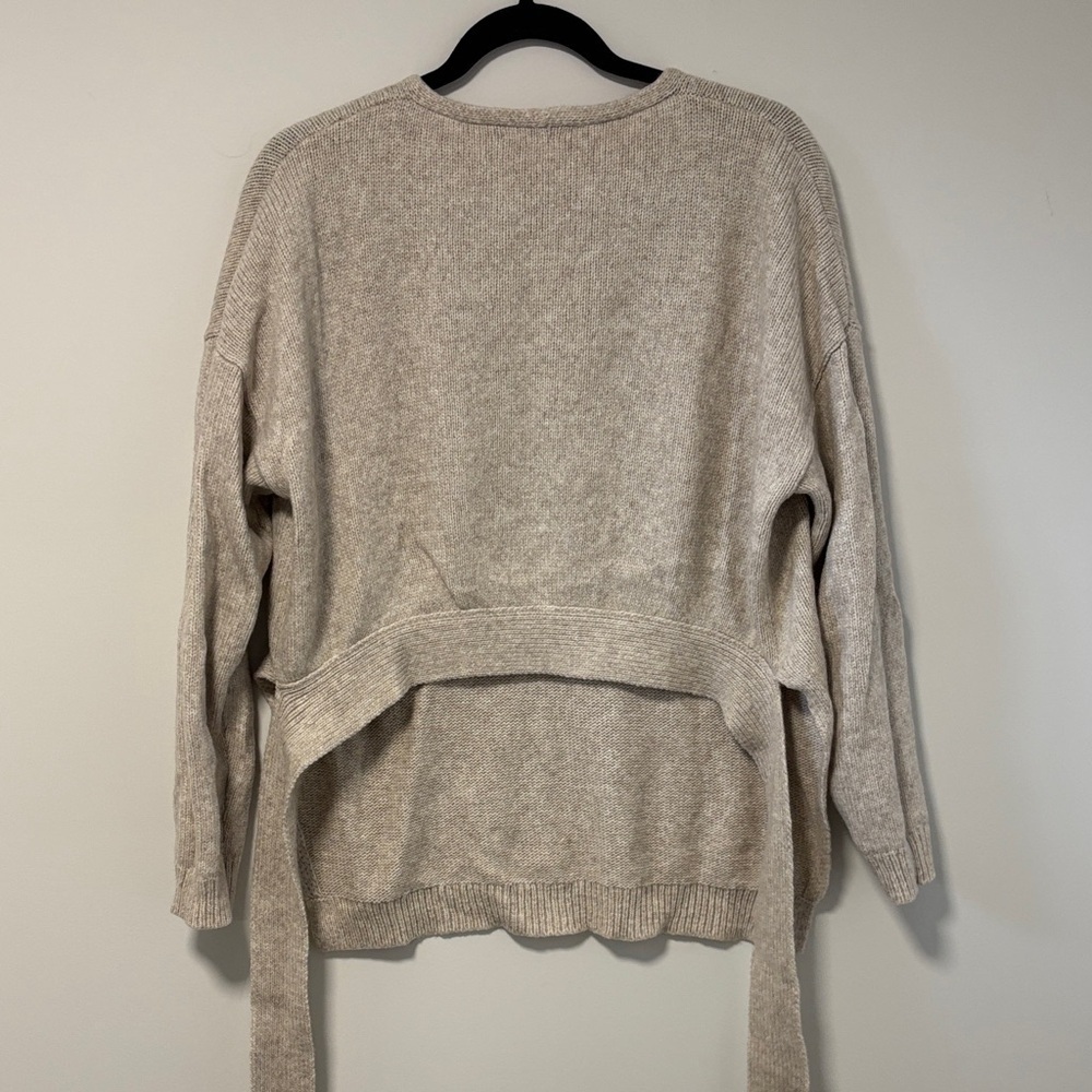 Elizabeth and James Beige V-Neck Sweater with Tie Waist - Picture 6 of 7